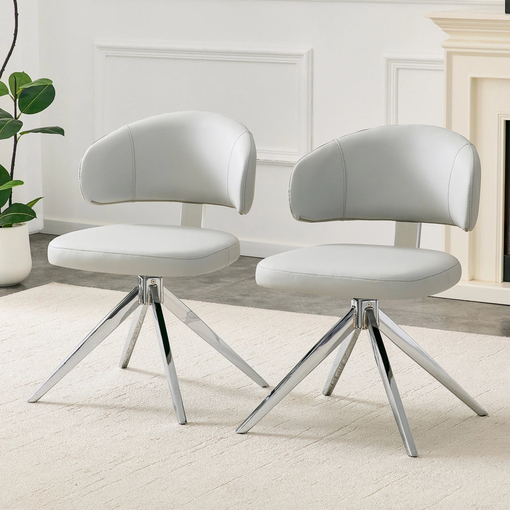 Sedia girevole 360° con schienale confortevole e base in metallo - grigio chiaro