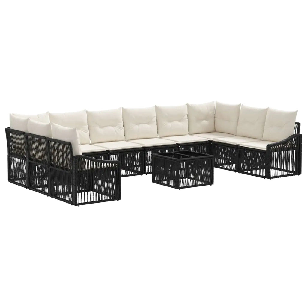 Set Divano da Giardino 11 pz Nero polyrattan 3436117