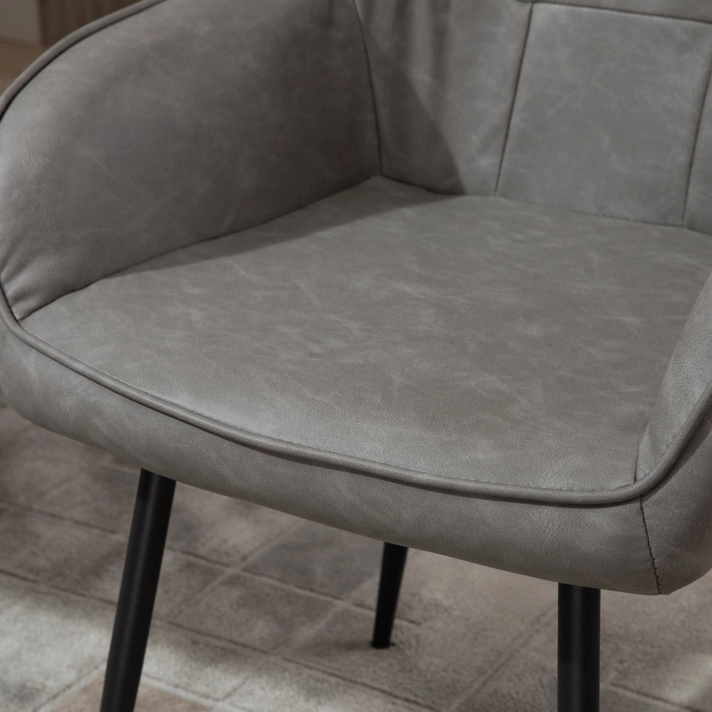 Sedia da Pranzo in Stile Industriale con Schienale, Sedia da Soggiorno Moderna in Finta Pelle e Metallo Nero, 61x58x84 cm, Grigia
