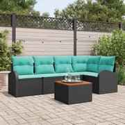 Set Divano da Giardino 6 pcs Nero e Turchese polyrattan 3356254