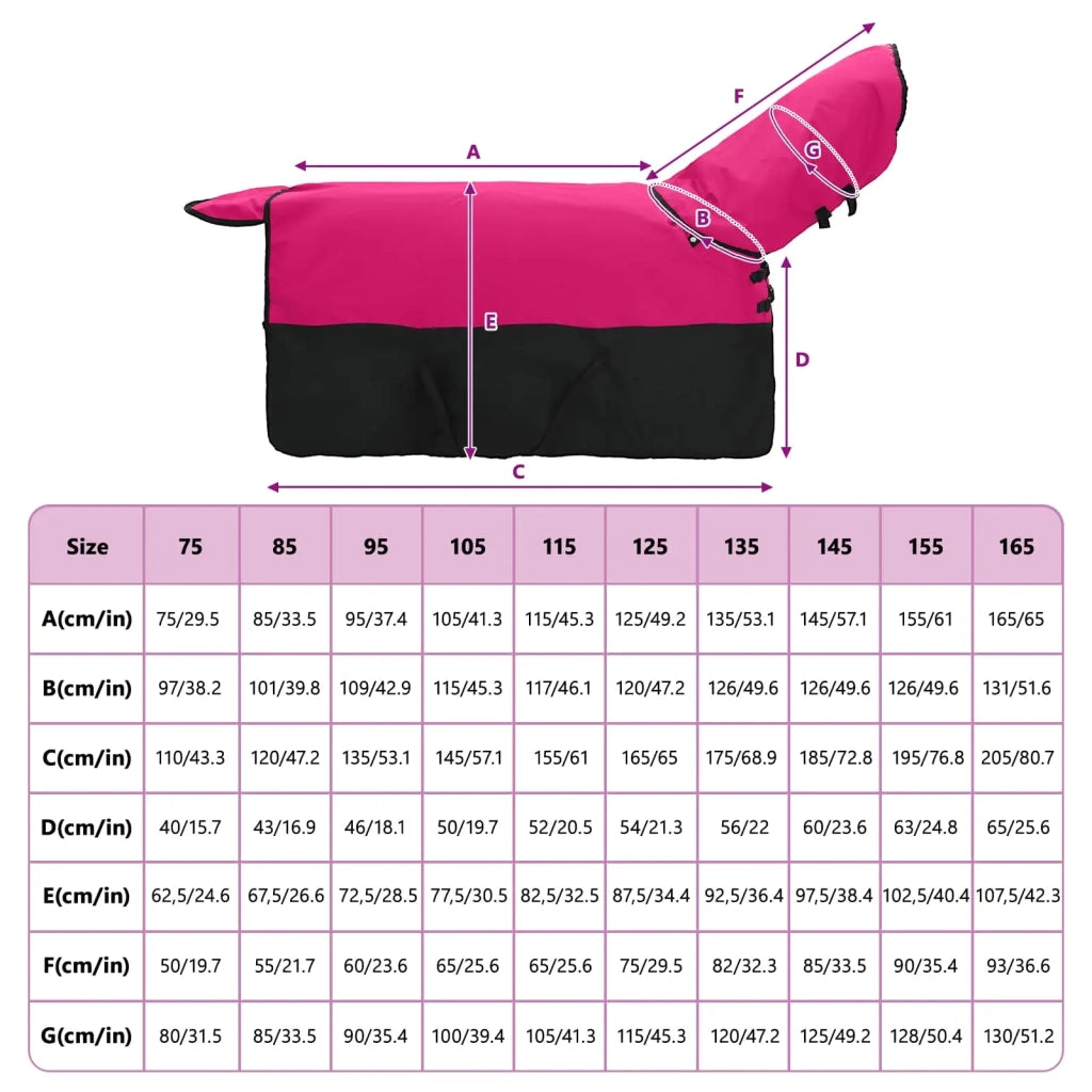 Coperta per Cavalli Rosa e Nero 75 cm Poliestere 42013147