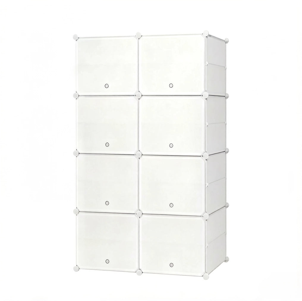 Scarpiera bianca 94x36,5x144 cm – 8 scomparti modulari