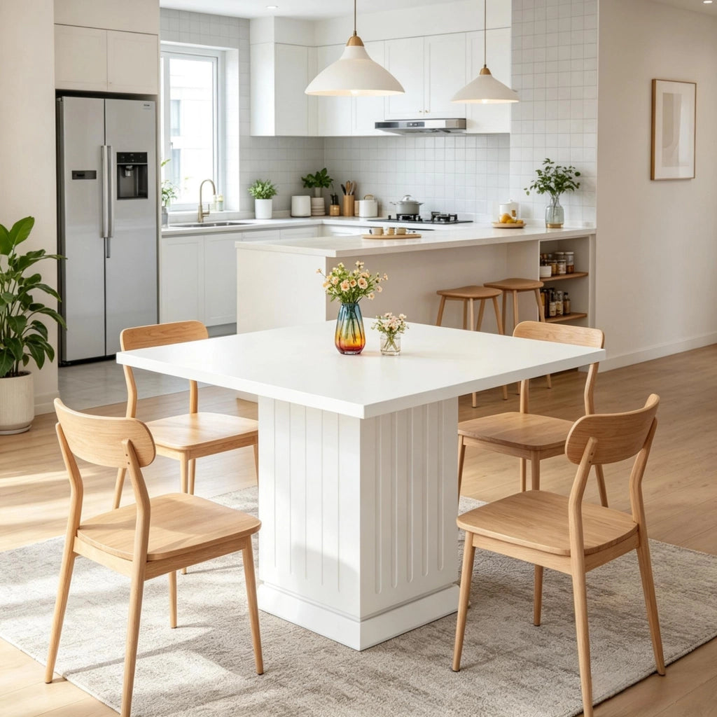 Tavolo da pranzo quadrato bianco per 4 persone