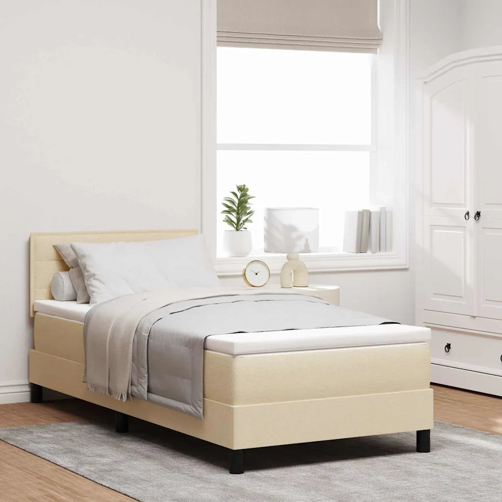 Letto a molle con testiera Crema 80 x 200 cm Tessuto 3338571
