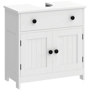 Mobile sottolavabo moderno e autoportante, bianco, con 1 cassetto e 2 ante, cerniere soft-close