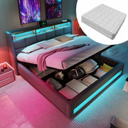 Letto imbottito grigio 140x200 con materasso