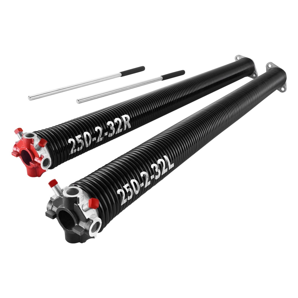 Coppia Molle di Torsione per Porte da Garage Φ6,35 x Φ50,8 x 813 mm in Acciaio Nero, Ricambio Robusto con Barre e Accessori