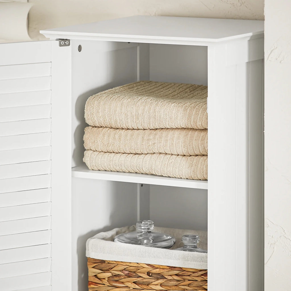 Mobile A Colonna Bagno Salvaspazio Mobile Alto Con Borsa Portabiancheria Pieghevole Bianco L40xP38xA170 Cm BZR124-W