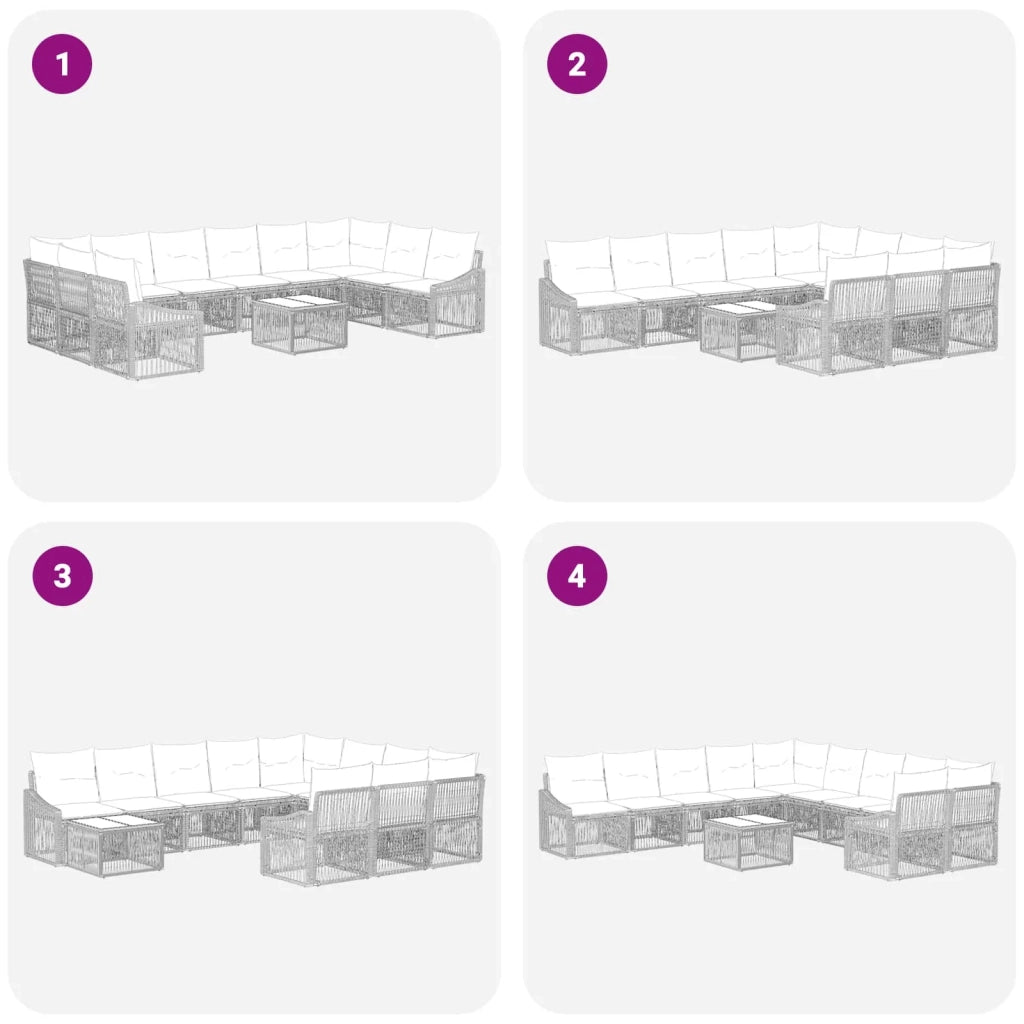 Set Divano da Giardino 11 pz Nero polyrattan 3436117