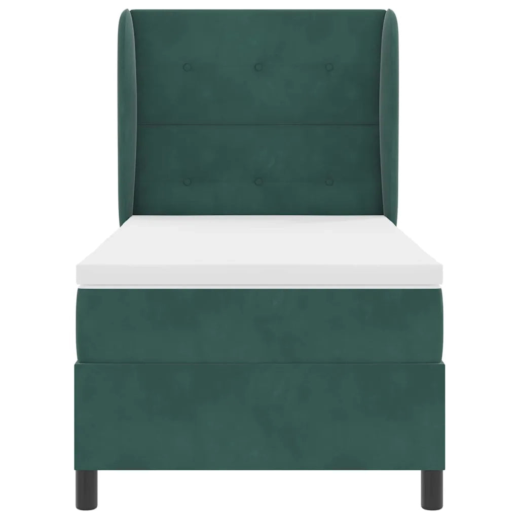 Letto a molle con materasso Verde Scuro 190 x 90 cm Velluto 3340907