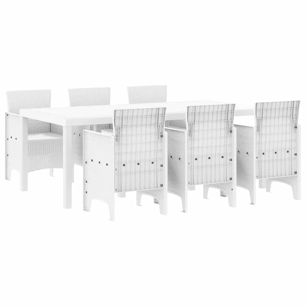 Set da Pranzo per Giardino 7 pcs Bianco Polipropilene