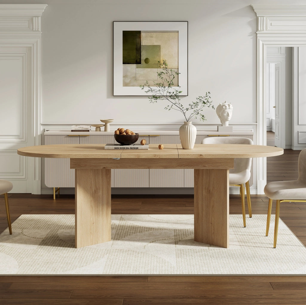 Tavolo da pranzo allungabile in MDF; finitura rovere