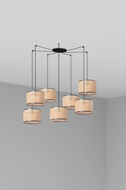 MAMBO 320 7L Lampada sospensione nera/ratan