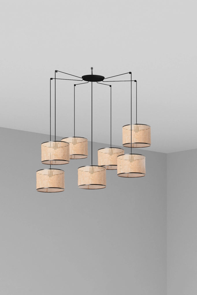 MAMBO 320 7L Lampada sospensione nera/ratan