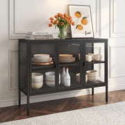 Armadietto con Vetrina Borshavisa Credenza con 3 Ante in Vetro 80x100x35 cm [en.casa]