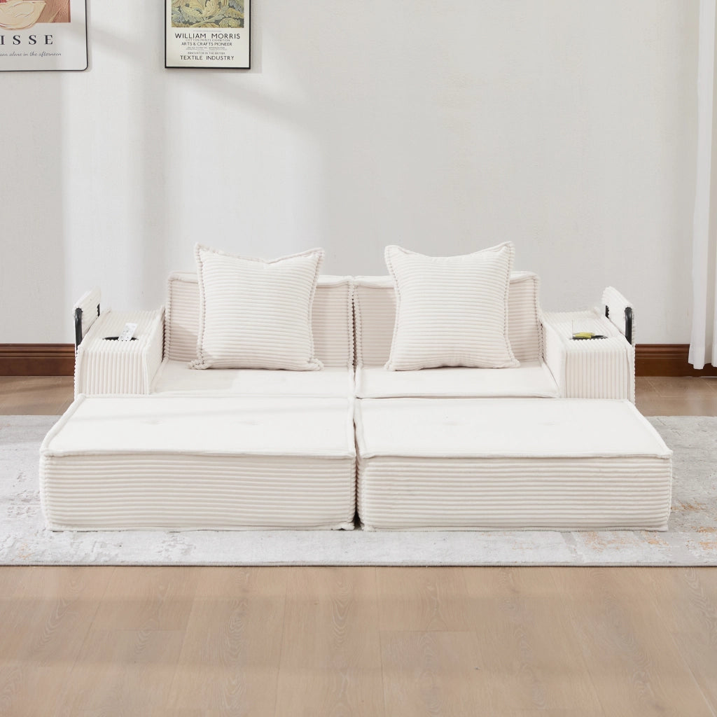 Divano Letto 2 Posti con Poggiapiedi e Cuscini ¨C MINIMAL ¨C Tessuto
