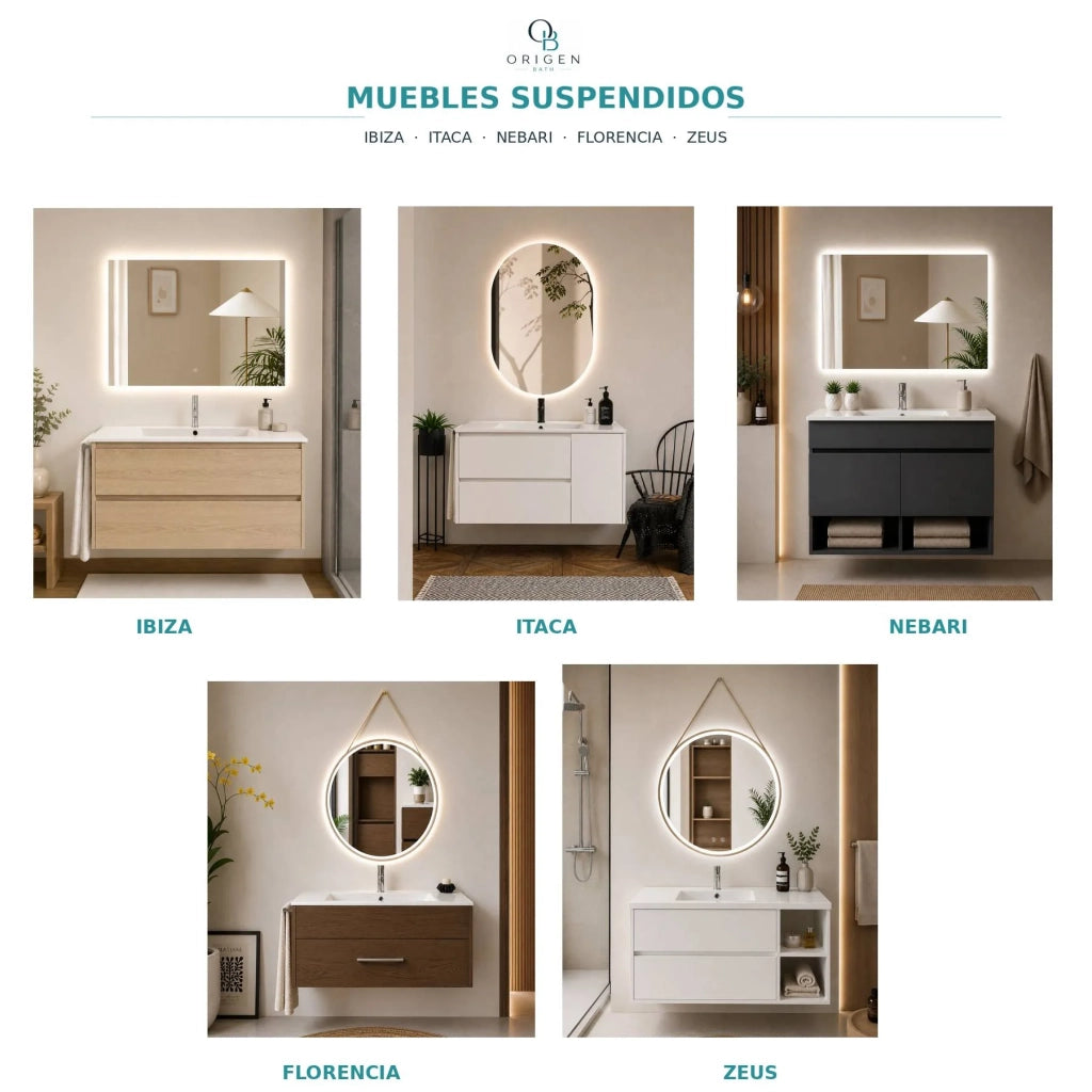 Mobile bagno con lavabo ORIGENBATH CAPRERA senza specchio 80x40 cm rovere smoky