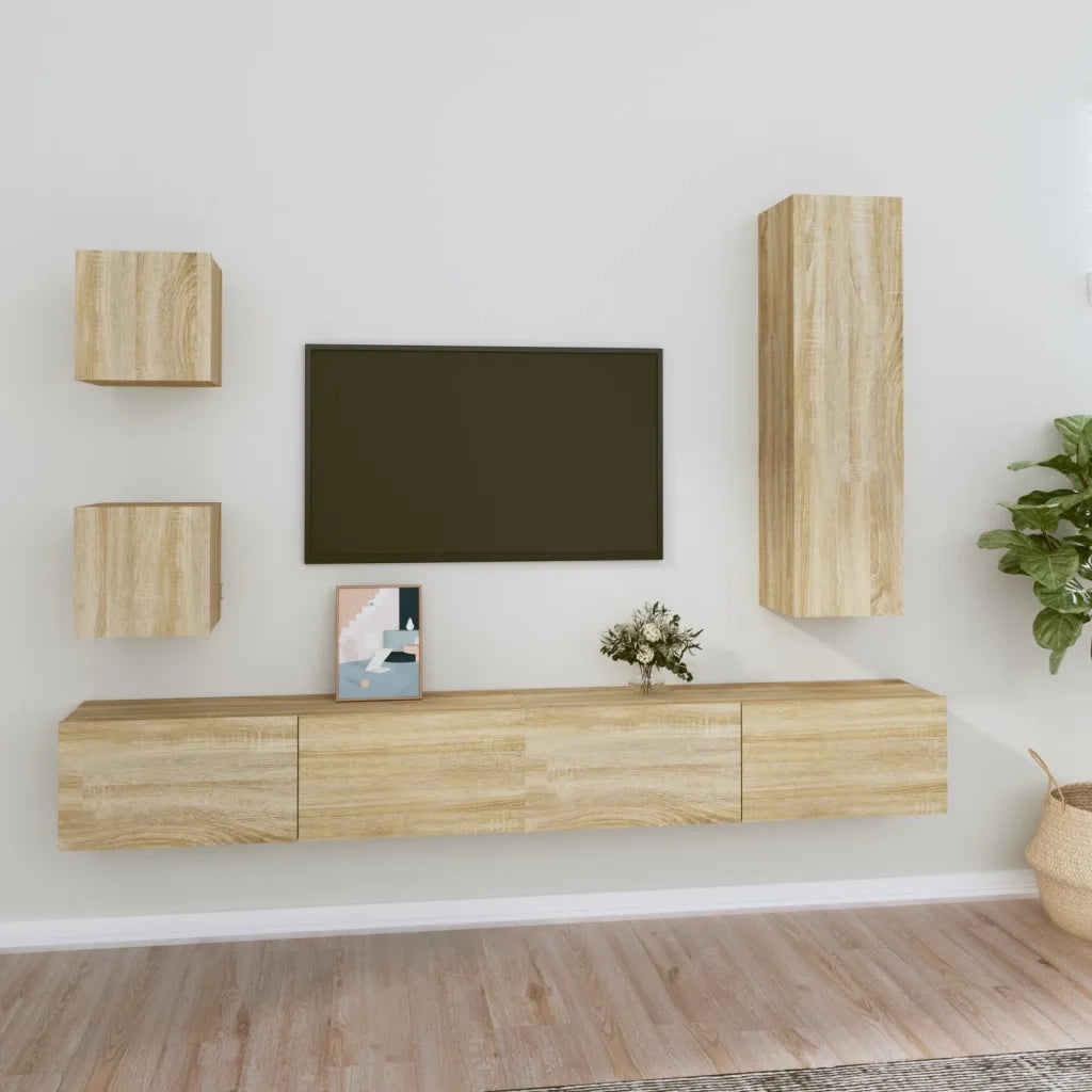 Set di Mobili Porta TV 5 pz-Set di 5 Credenza per TV Rovere Sonoma in Legno Multistrato 359926