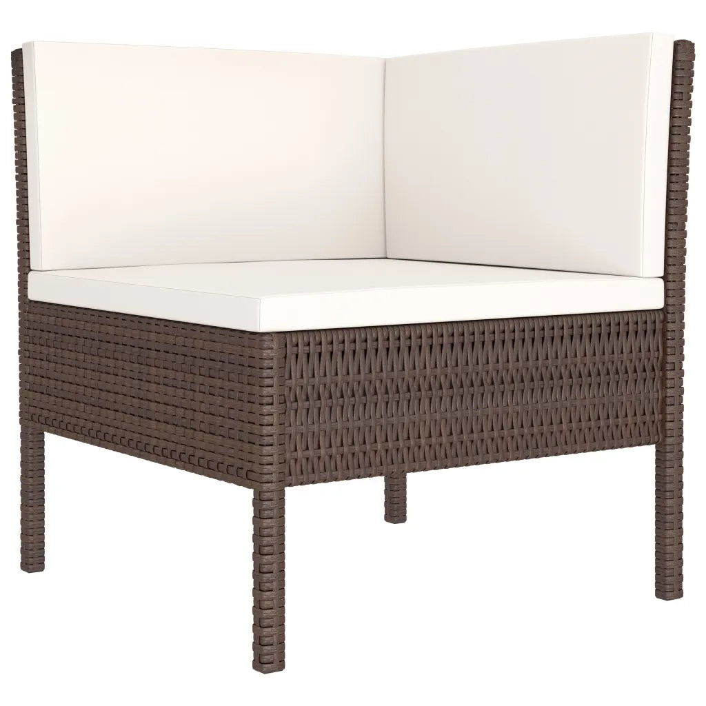 Set Divani da Giardino 6 pz | Set Salotto da Giardino con Cuscini in Polyrattan Marrone