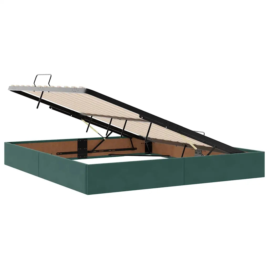 Letto con contenitore e LED Verde Scuro 180 x 200 cm Velluto