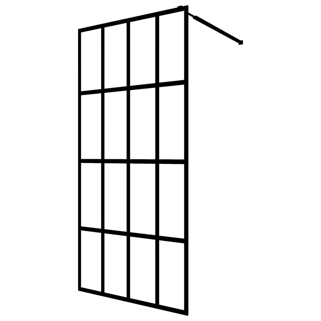 Parete doccia in vetro temperato trasparente 80 x 195 cm acciaio inox nero 02_0003086