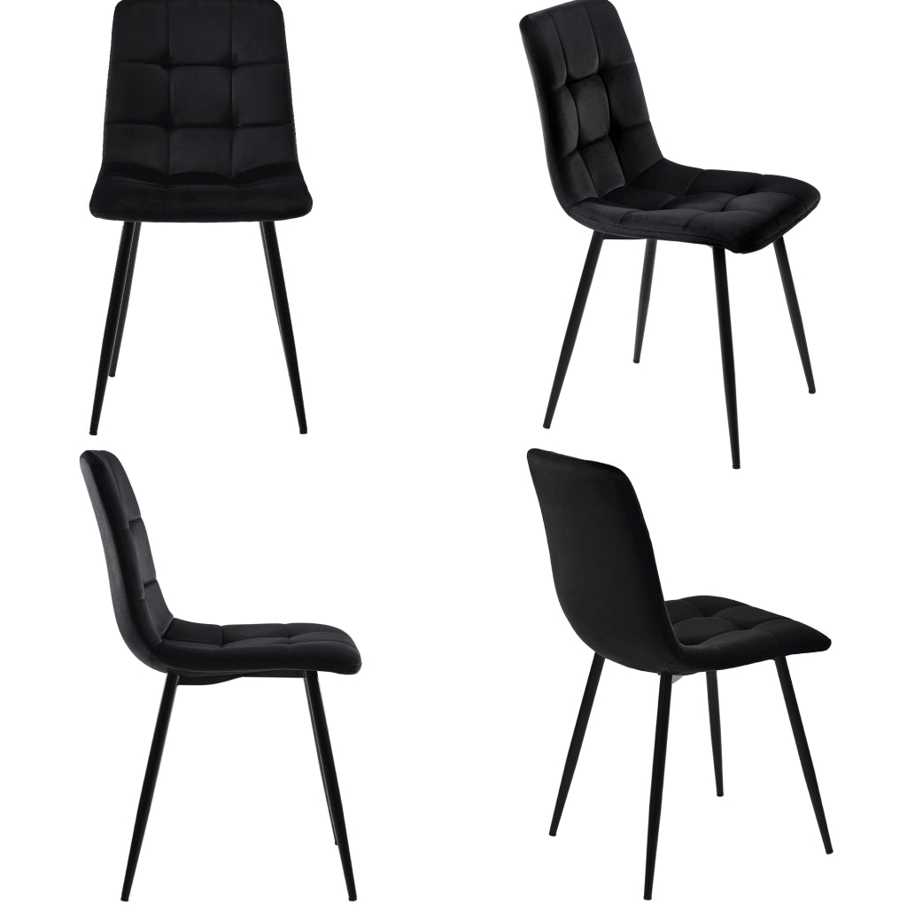 Set da pranzo nero con tavolo e 4 sedie