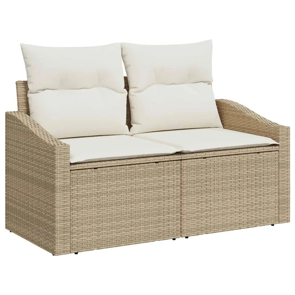 Set Divano da Giardino con cuscino 8 pcs Beige Poly Rattan