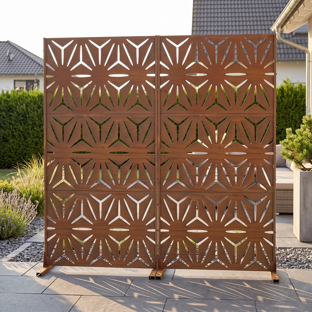 Pannello Divisorio Kilsturd in Acciaio Corten a Motivo Decorativo 180x90 cm - Marrone Ossidato casa.pro