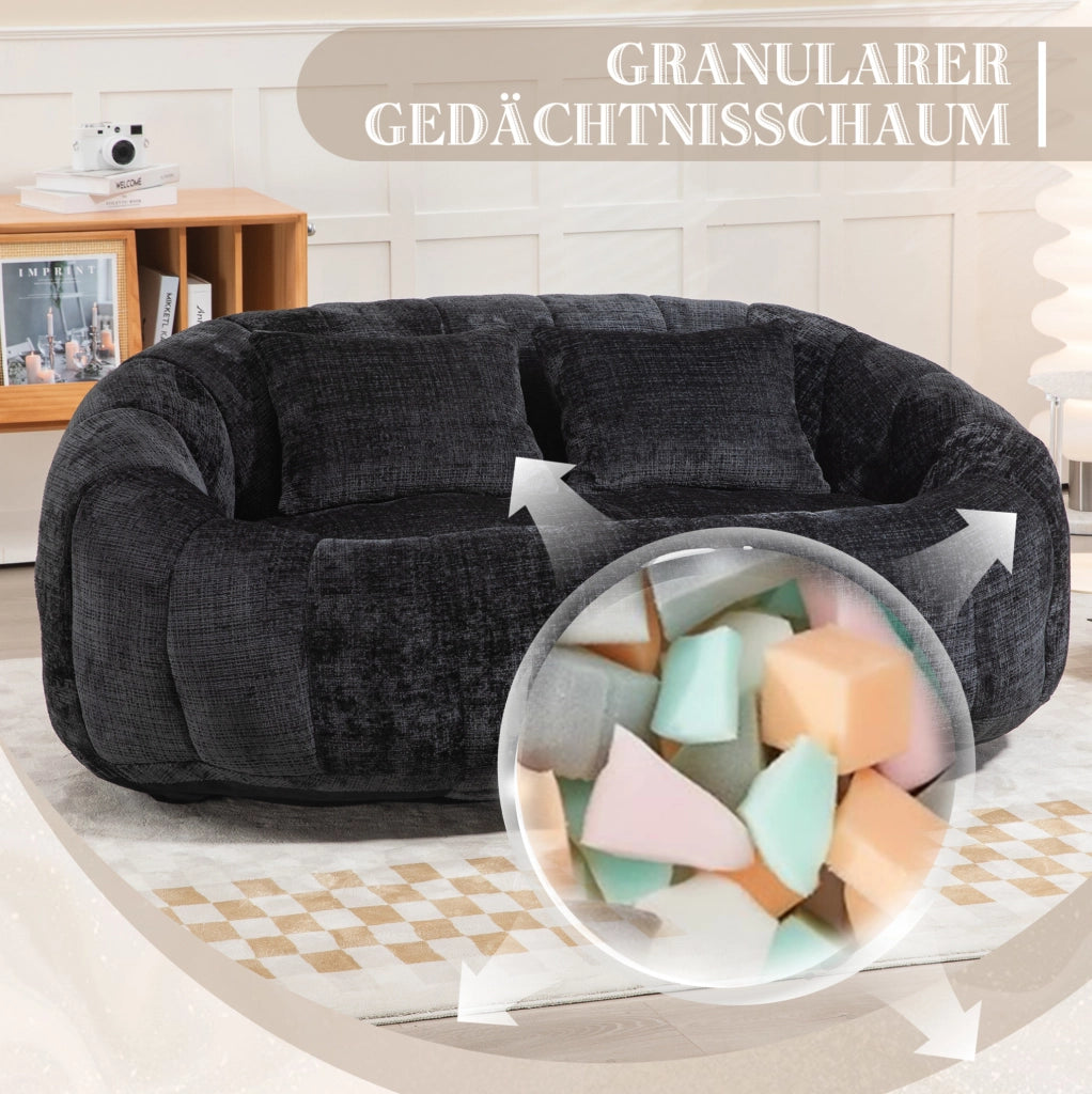 DIVANO SACCO 150x95x63 cm Chenille Nero 2 posti