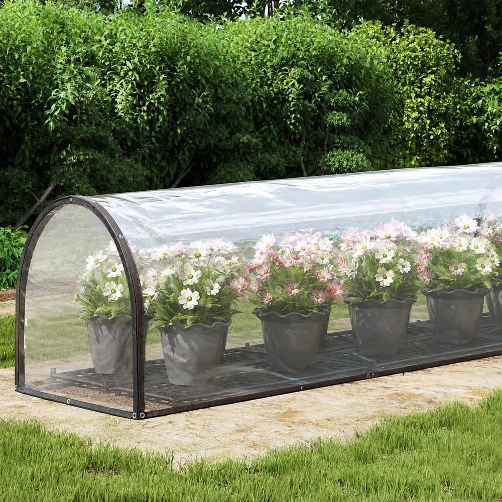 Telo trasparente con occhielli, 1x5 m, in polietilene, durevole e versatile, ideale per esterni, giardino e balcone