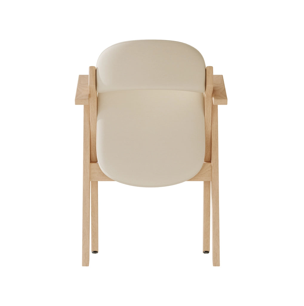 SEDIA Pieghevole in legno massello e lino beige con braccioli Set da 4 pezzi