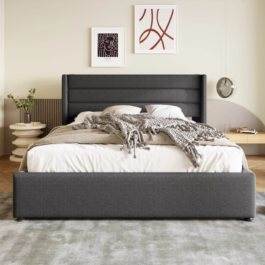 Letto contenitore matrimoniale 140x200 grigio