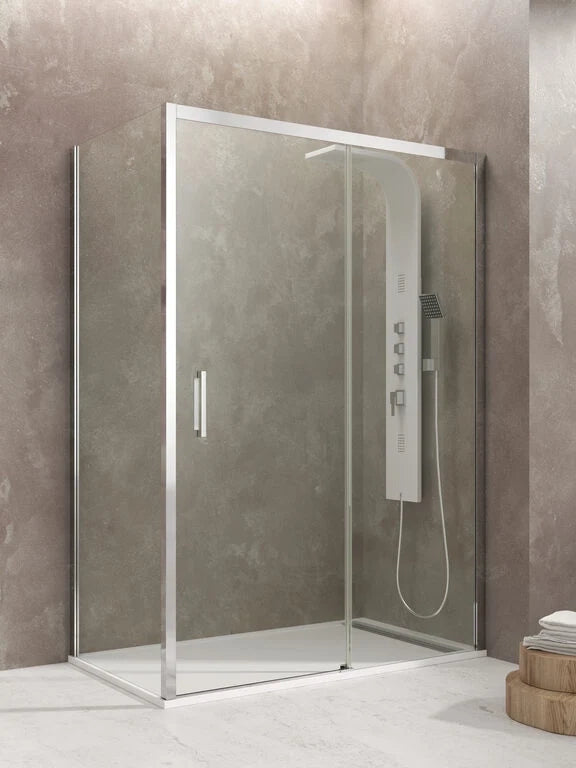 Box doccia angolare AKTUAL frontale + laterale fisso 110x90 cm cromo vetro trasparente