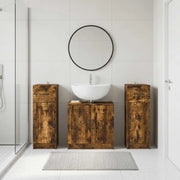 Set di armadietti da bagno in 3 pezzi UTRECHT Rovere Fumo 3418058