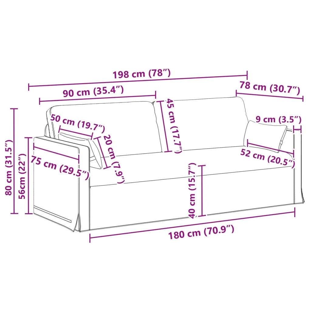 Set di divani 2 pcs Blu 198 x 78 x 80 cm Tessuto 3407587