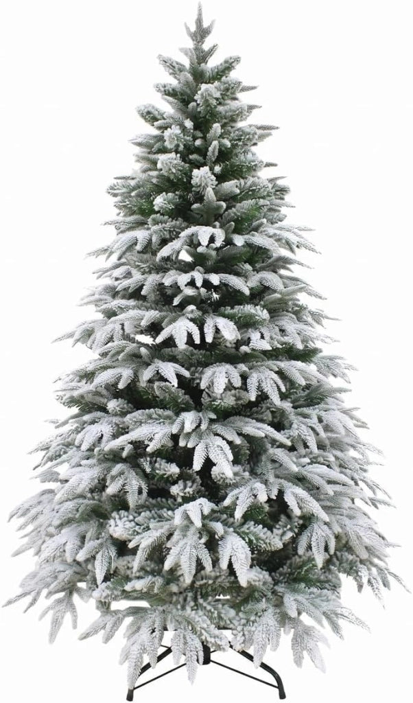 Albero di Natale Innevato 180cm con Rami Folti Realistici PE e PVC e Supporto Metallica