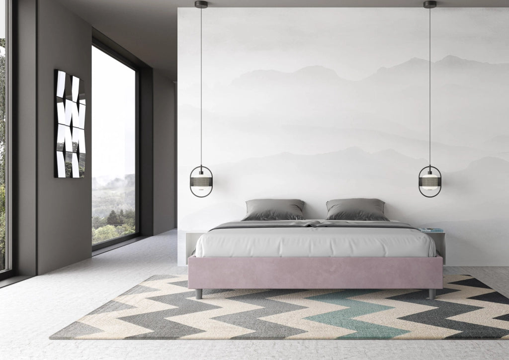 BS COM Letto contenitore imbottito 180x200 microfibra glicine