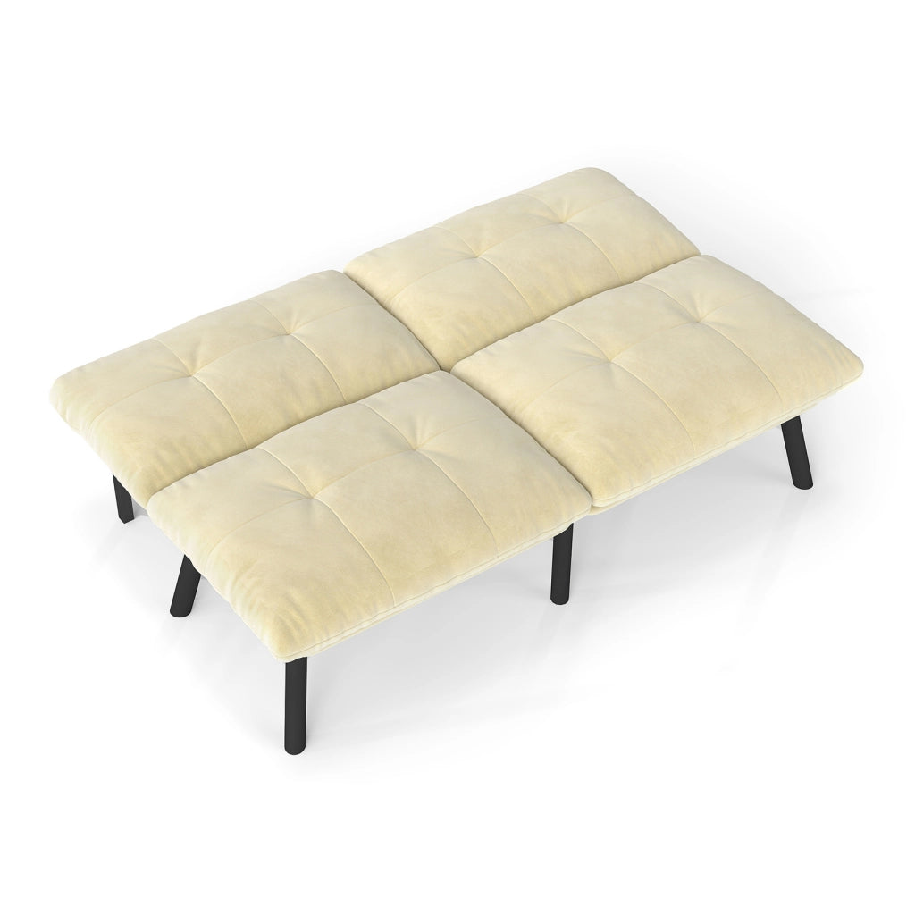 DIVANO LETTO pieghevole 2 posti in velluto crema