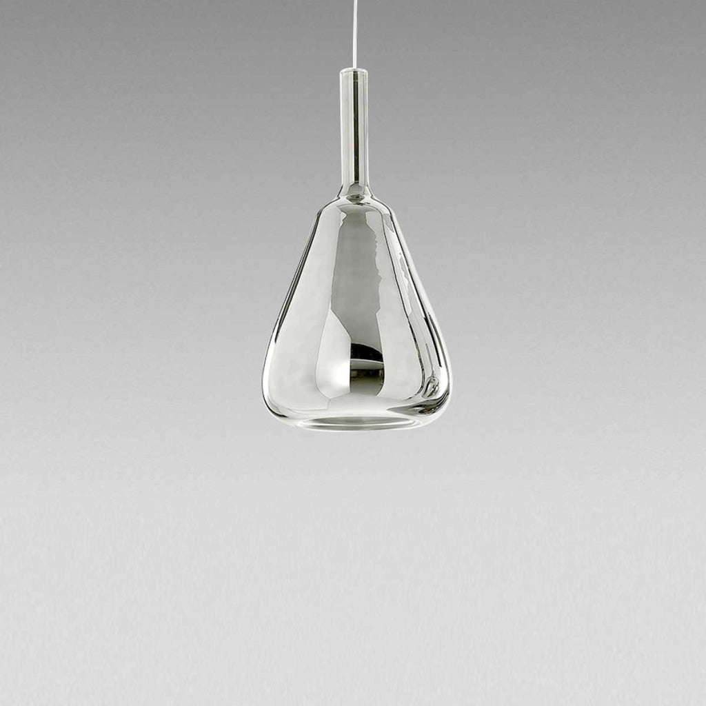 Ofelia S/11 Mini Lampada a sospensione in vetro borosilicato cromo specchiato con portalampade G9, cavo 3 metri - Gea Luce