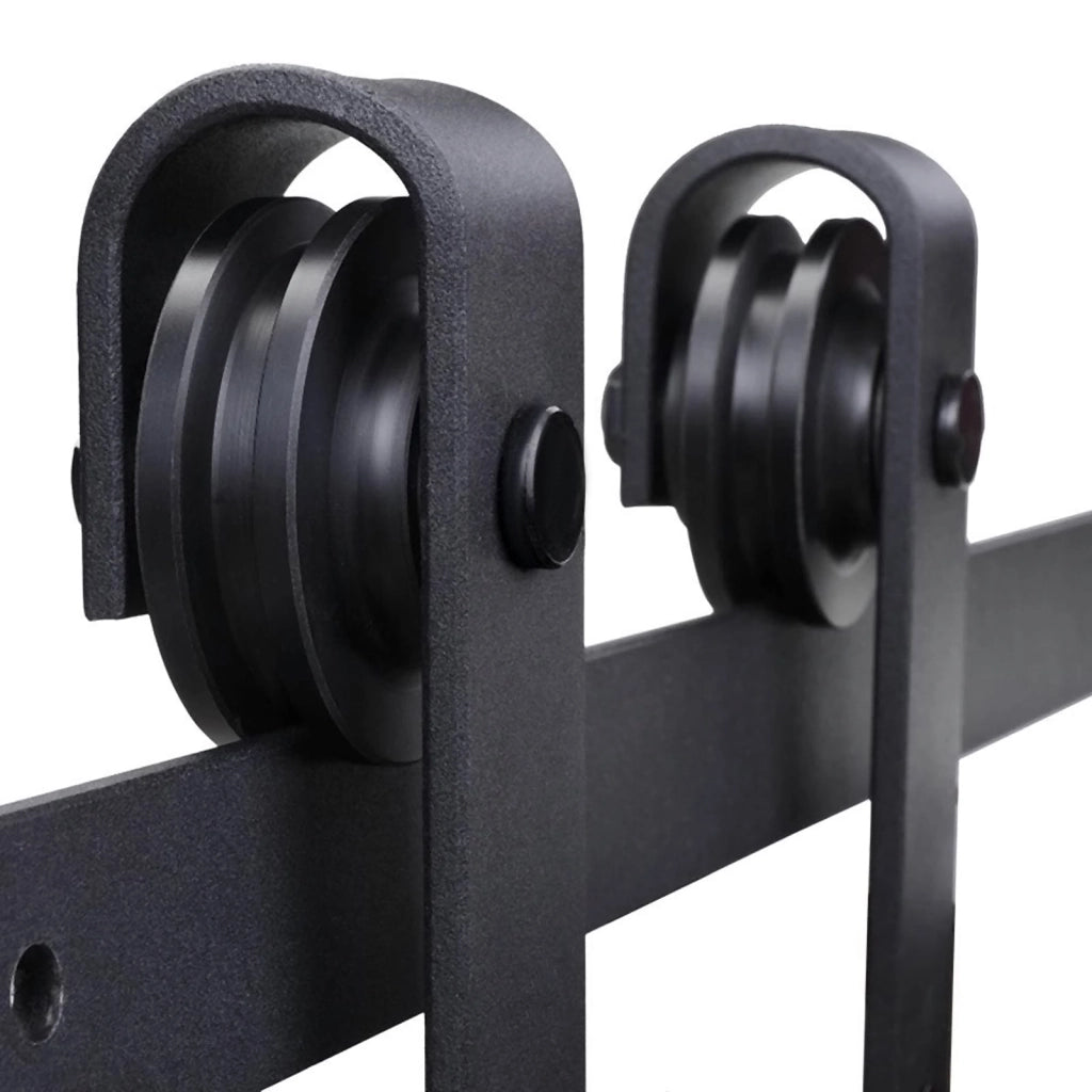 Kit per Porta Scorrevole Rustico con Binario 200 cm in Acciaio Nero