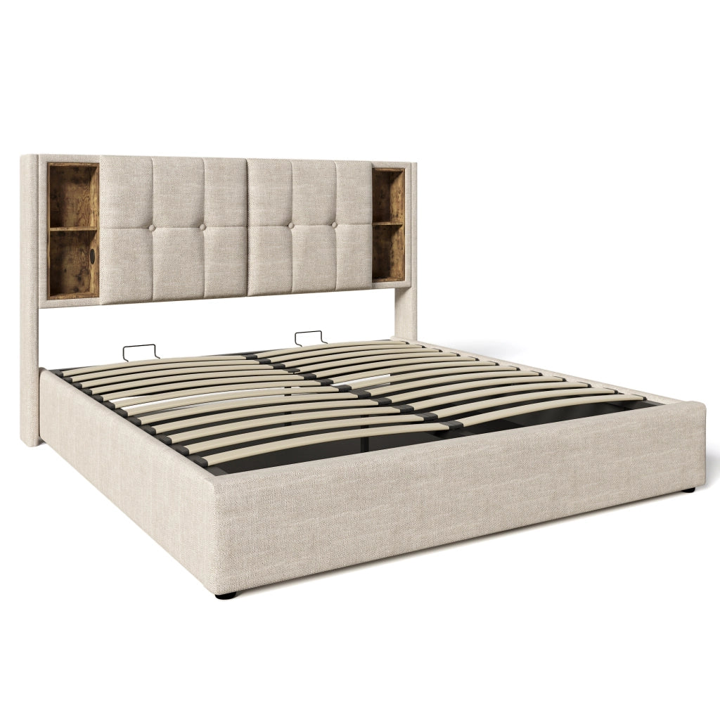 Letto matrimoniale 140x200 con contenitore e ricarica wireless