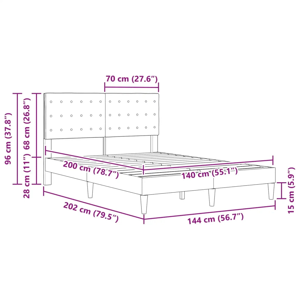 Letto matrimoniale | Letto per adulti | Struttura del letto Verde Scuro 140 x 200 cm Tessuto