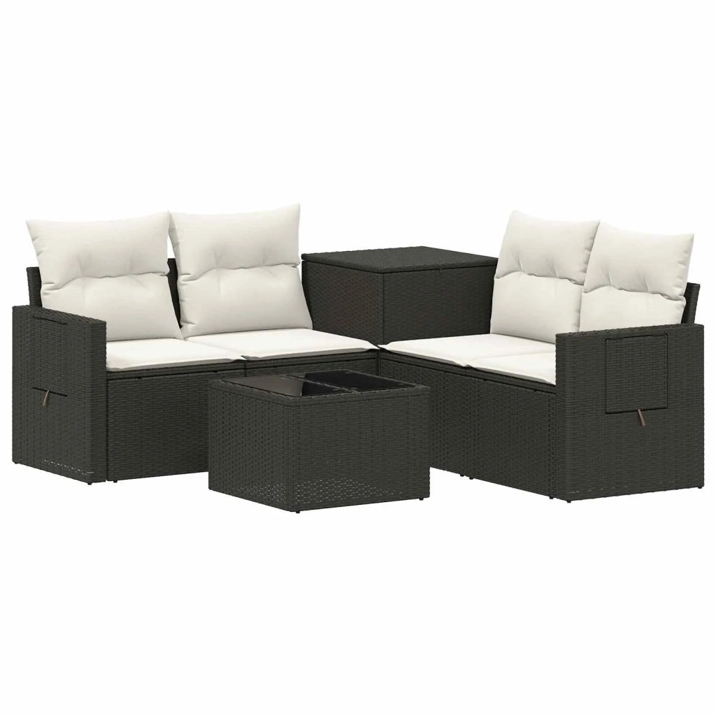 Set di divani 6 pz Nero e Bianco Crema 3447443