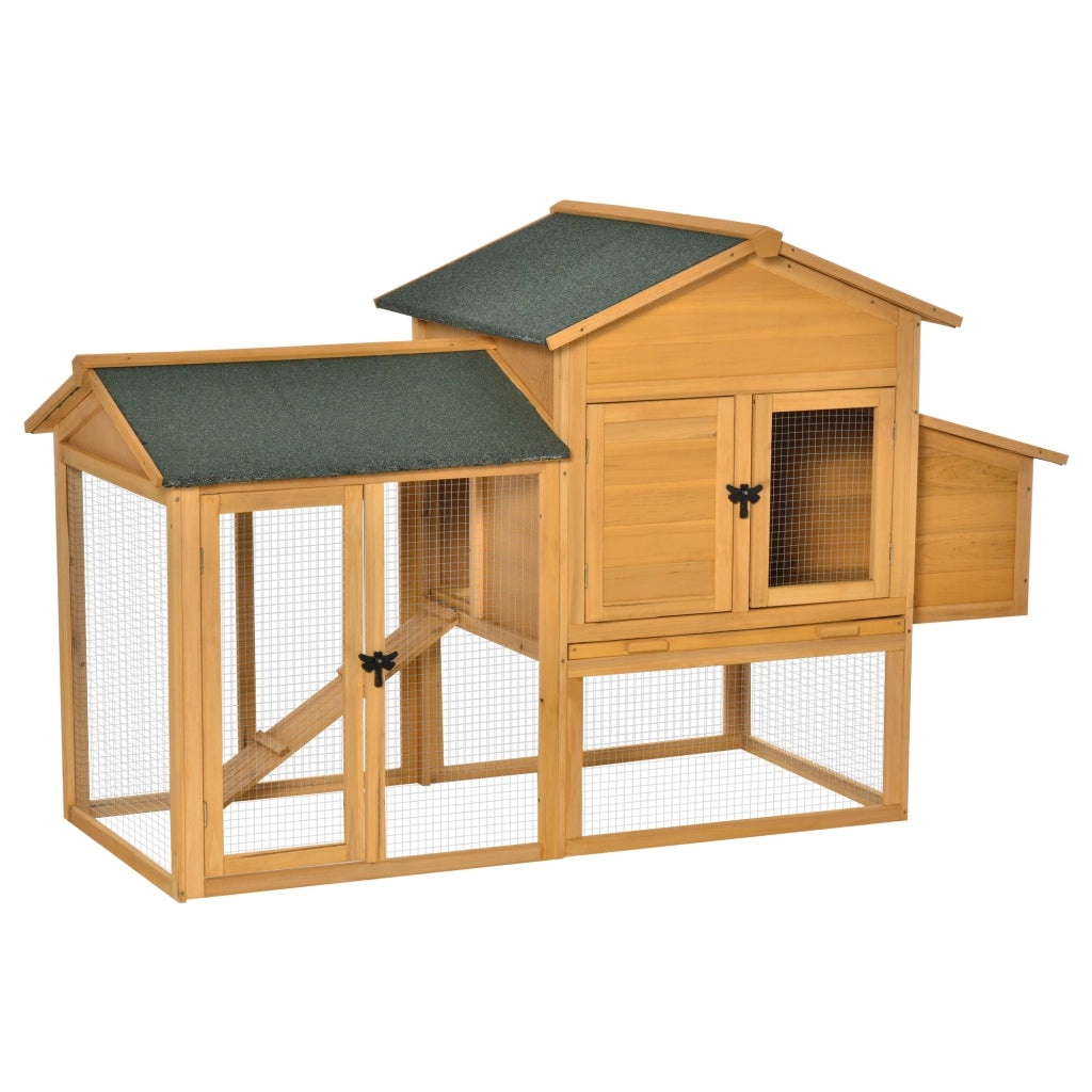 Pollaietto per galline nane con recinto e incubatrice ¨C Minimal ¨C Legno di abete, tetto in asfalto, giallo+verde