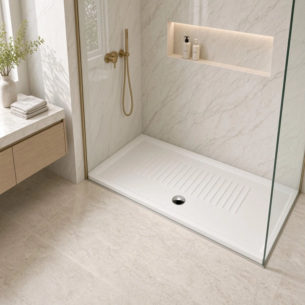 Piatto doccia rettangolare in Ceramica GALASSIA 110x75 BIANCO LUCIDO H 6 cm con antiscivolo