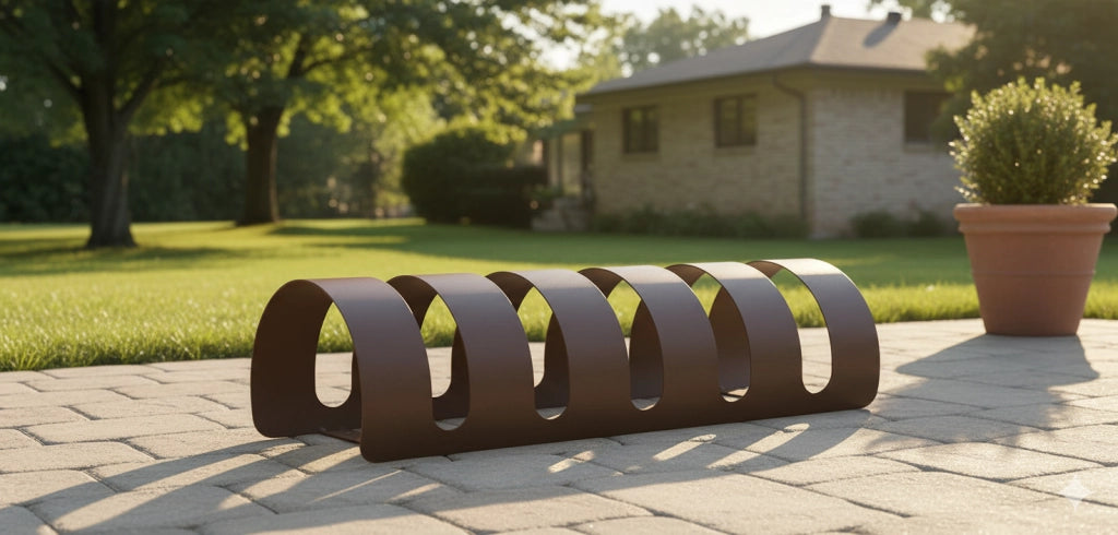 Rastelliera Portabici 5 Posti in Ferro 90x30x23 cm Belfer Bike Rack 42/PB Ruggine