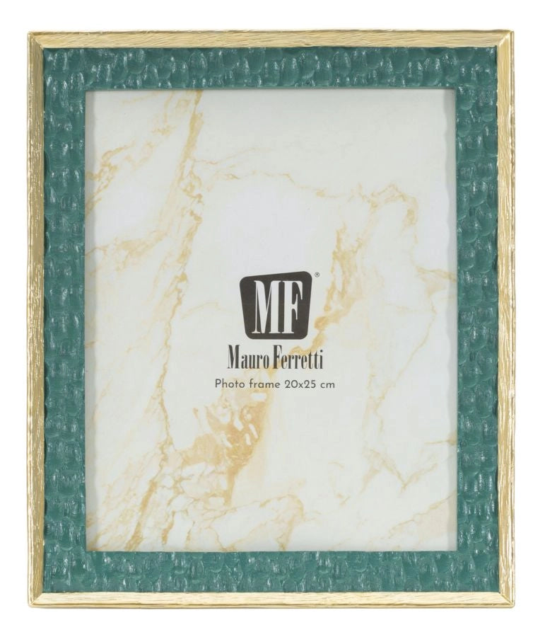 Cornice Grent 35,3x2x30,3 cm in Resina e Vetro Verde e Oro