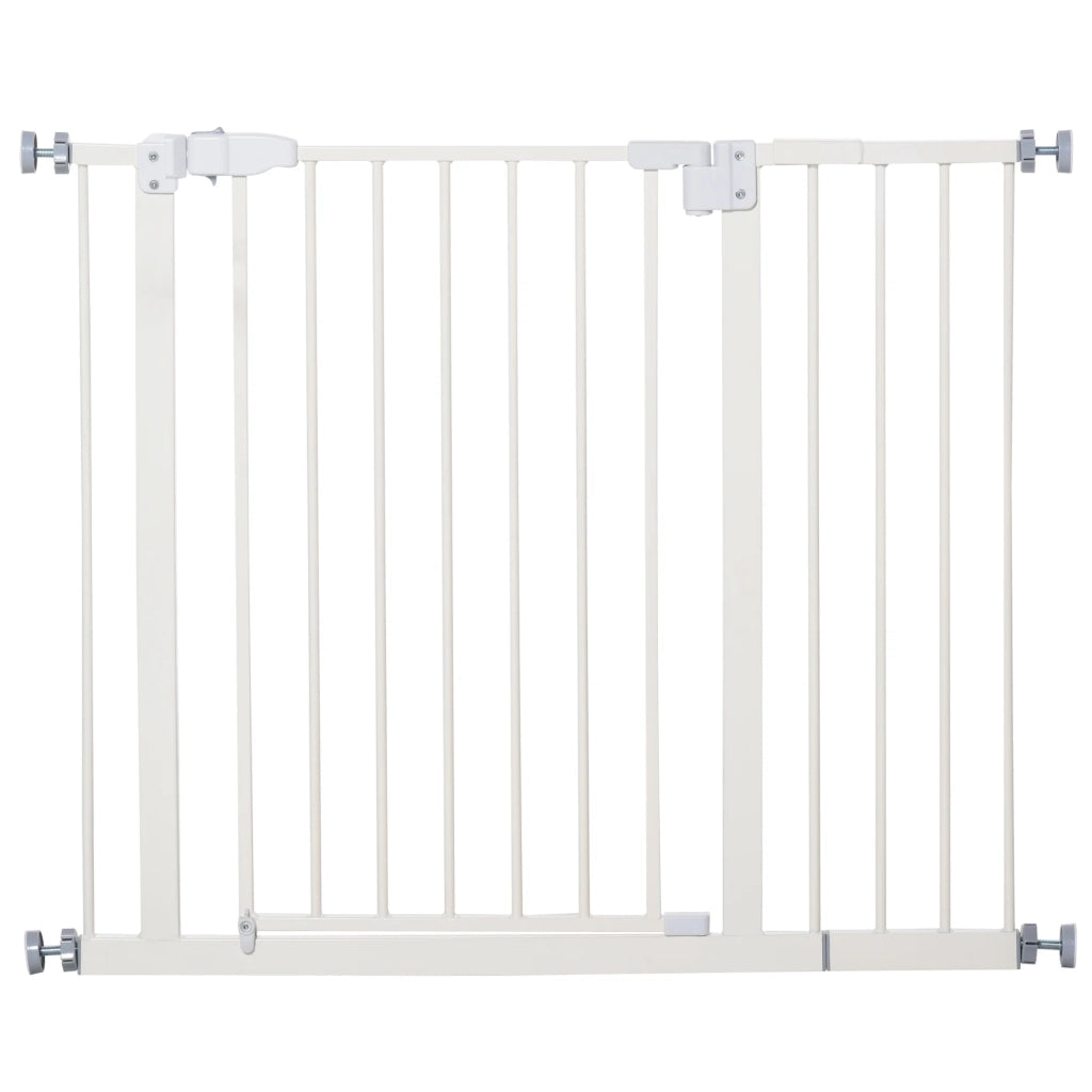 Cancello di sicurezza regolabile 97.5 x 3.5 x 76.2 cm doppia chiusura chiusura automatica design pulito in metallo bianco 21_0007413