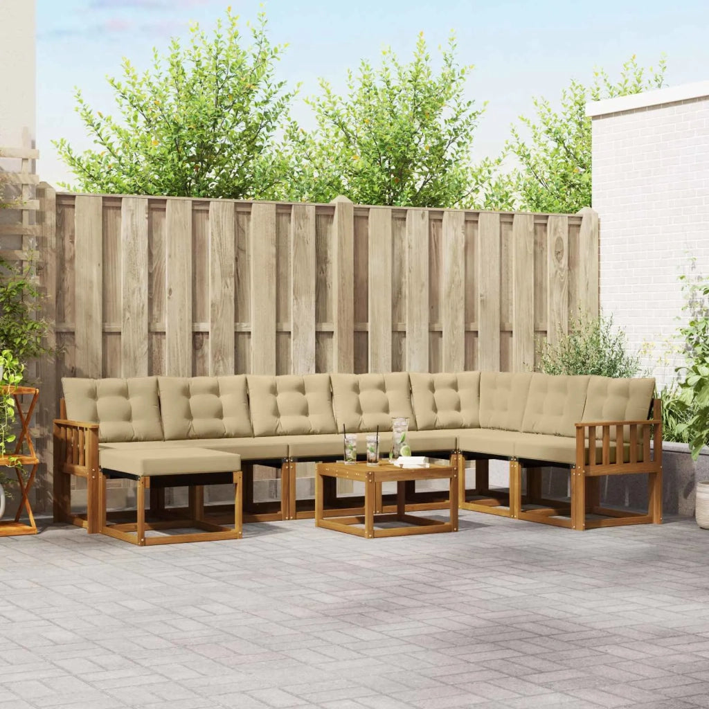 Set di divani da esterno con cuscino 9 pcs Naturale e Beige 3368976
