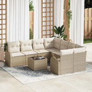 Set di divani con cuscino 9 pcs Beige e Crema polyrattan